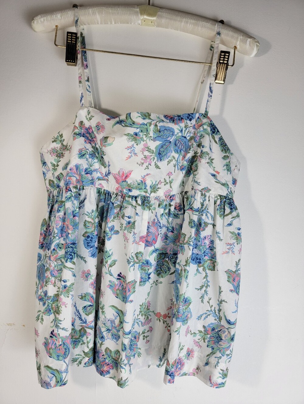 J Crew Tank Top XS English Garden Floral Camisole Cotton Adjustable Straps
